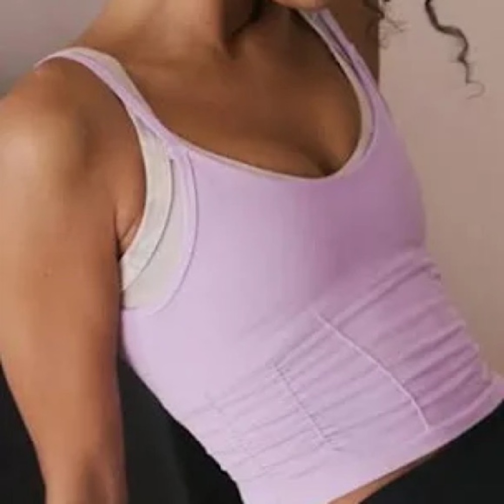 Free People Good Karma Ruched Crop Tank Lilac / Lavender lined tank NWOT XS/S